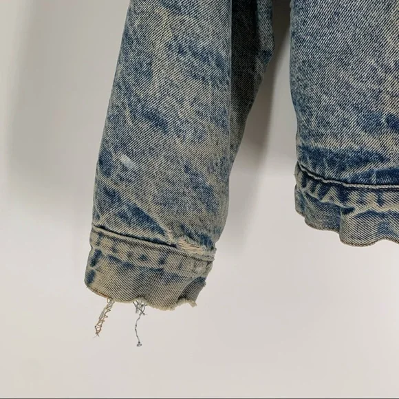 Levi’s Vintage 80’s Denim Distressed Jacket Sherpa Piled Size L - Picture 2 of 12
